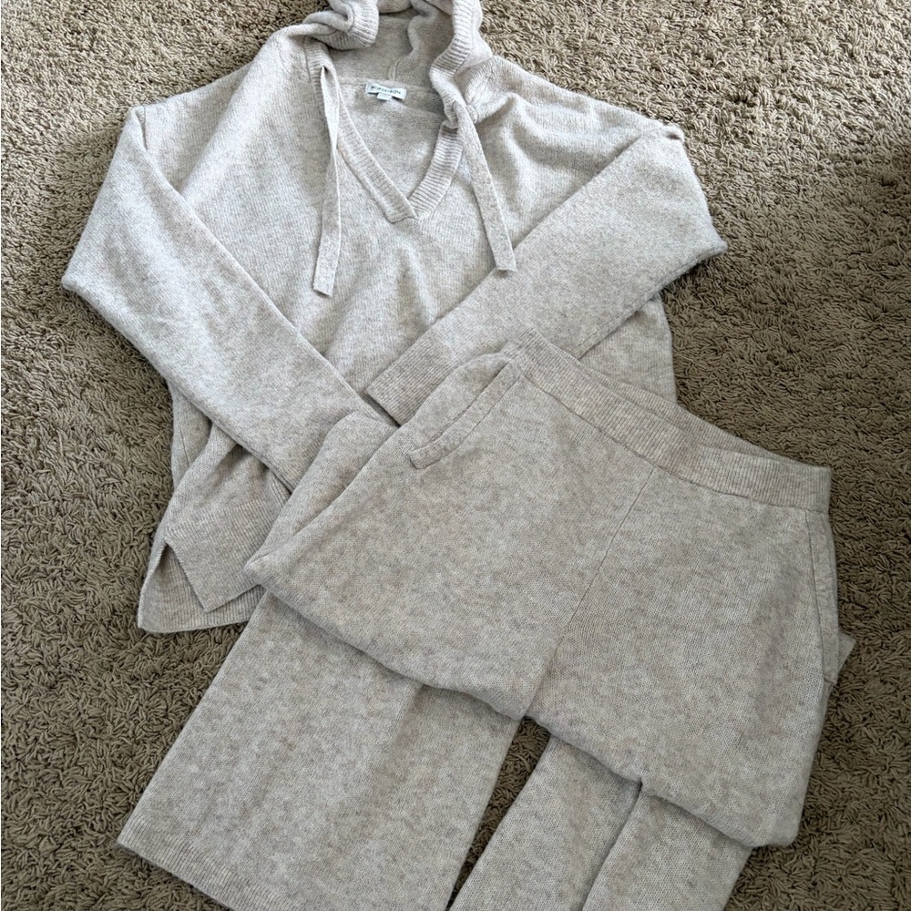 Nordstrom Cozy Knit Hooded Loungewear Set in Light Beige